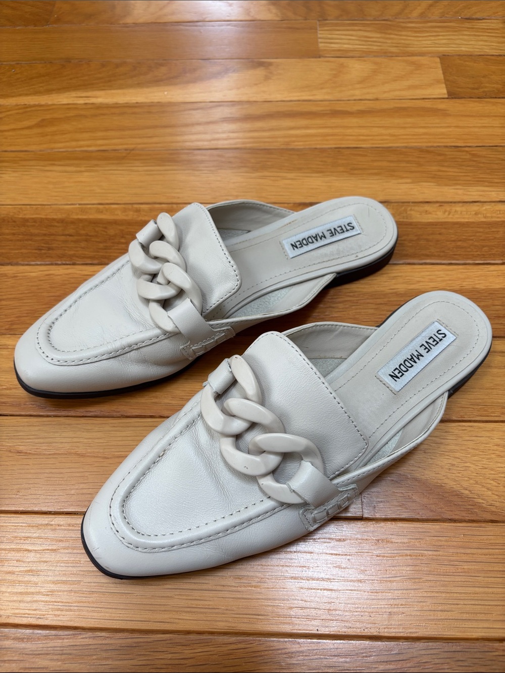 Steve Madden Leather Fleur Bone Lea Slip-On Mules